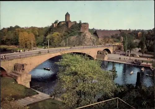 Ak Halle an der Saale, Saalebrücke, Burg Giebichenstein