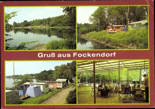 Ak Fockendorf Altenburger Land, Strand, Zeltplatz Stausee Windischleuba, Konsum-Gaststätte