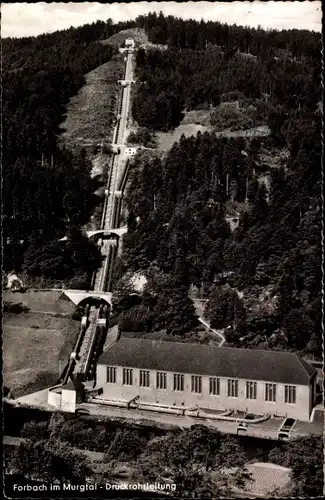 Ak Forbach im Murgtal Schwarzwald Baden, Schwarzenbachtalsperre, Druckrohrleitung