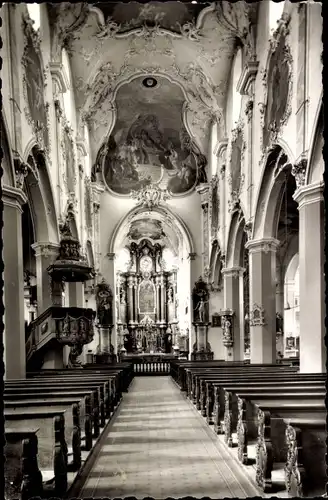 Ak Bad Säckingen am Hochrhein, Münster St. Fridolin, Innenraum, Altar, Kanzel, Bänke