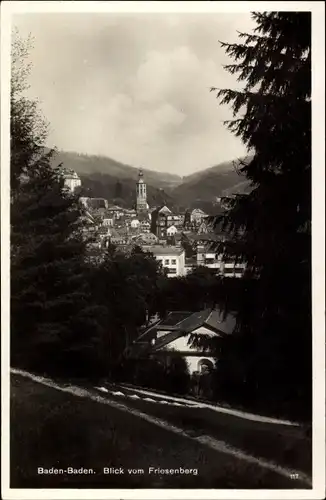 Ak Baden Baden am Schwarzwald, Stadtansicht vom Friesenberg