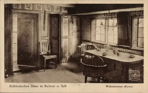 Ak Keitum auf Sylt, Altfriesisches Haus, Wohnzimmer