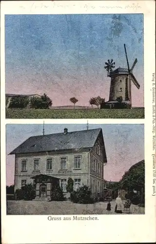 Luna Ak Mutzschen Grimma in Sachsen, Windmühle, Gasthaus