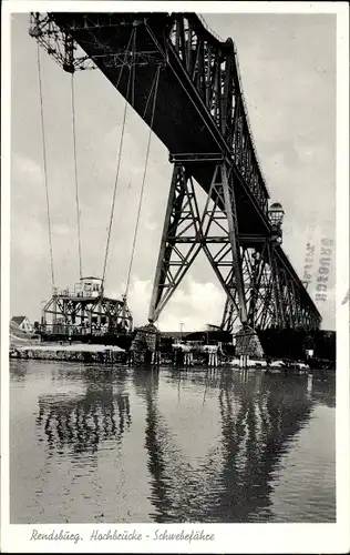 Ak Rendsburg in Schleswig Holstein, Hochbrücke Schwebefähre