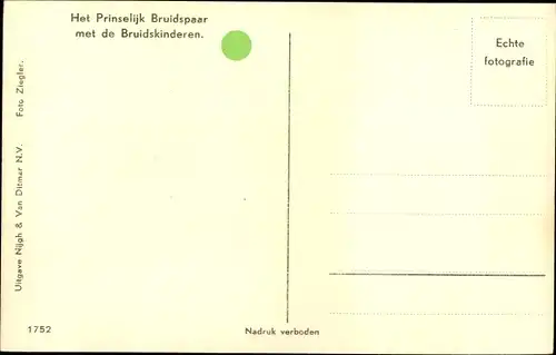 Ak Prinzessin Juliana der Niederlande, Prinz Bernhard, Hochzeit