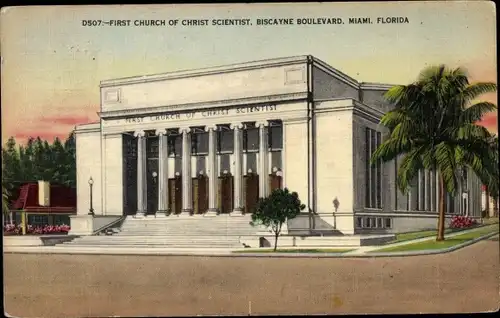 Ak Miami Beach Florida USA, First Church of Christ Scientist, Biscayne Boulevard