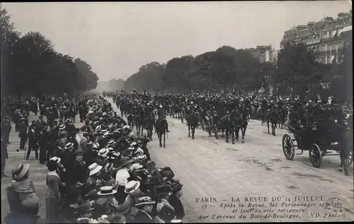 Ak Paris, La Revue vom 14. Juli 1913 in Longchamp, Nach der Revue