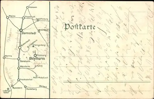 Künstler Ak Diemer, Zeno, Felsberg Odenwald, Hotel Felsberg und Ohlyturm