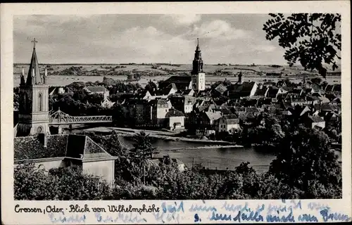 Ak Krosno Odrzańskie Crossen Oder Ostbrandenburg, Blick von Wilhelmshöhe