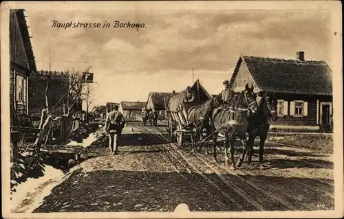 Ak Borkowo Ostpreußen, Hauptstraße