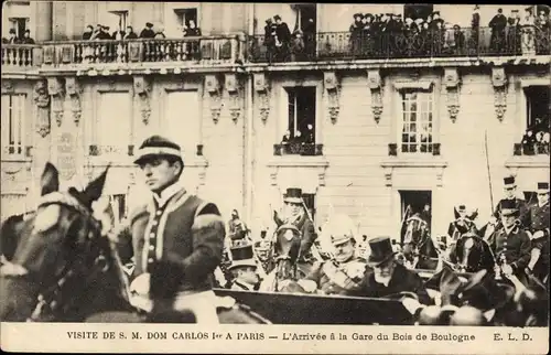 Ak Paris XVI, Gare du Bois de Boulogne, Dom Carlos I., König von Portugal