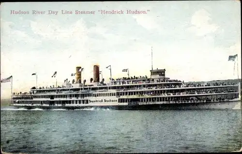 Ak Hudson River Day Line Steamer Hendrick Hudson, Raddampfer