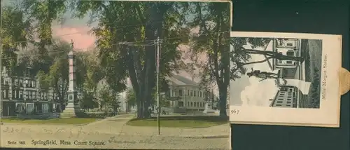 Leporello Ak Springfield Massachusetts USA, Court Square, Miles-Morgan-Statue