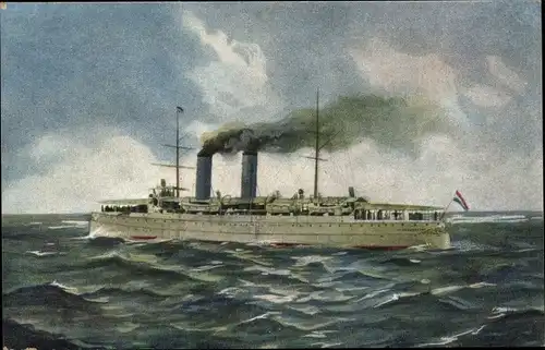 Ak Niederländisches Kriegsschiff, Hr.Ms. Noord-Brabant, Panzerdeckschiff