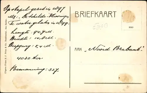 Ak Niederländisches Kriegsschiff, Hr.Ms. Noord-Brabant