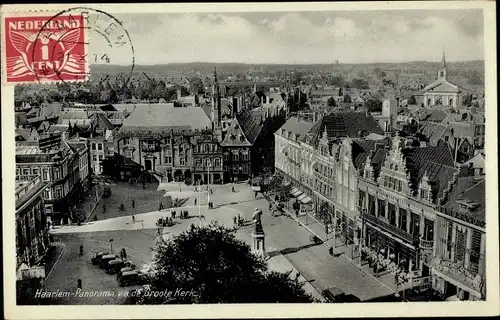 Ak Haarlem Nordholland Niederlande, Panorama va de Groote Kerk