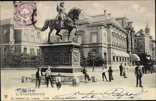 Ak &' Gravenhage Den Haag Südholland, Reiterstatue von Prinz Willem I.