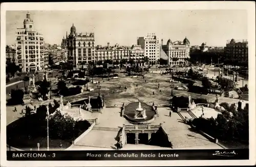Ak Barcelona Katalonien Spanien, Plaza de Cataluña, Plaça de Catalunya