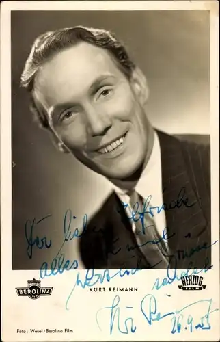 Ak Schauspieler Kurt Reimann, Portrait, Autogramm