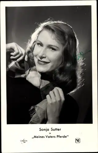 Ak Schauspielerin Sonja Sutter, Portrait, Film Meines Vaters Pferde, Autogramm
