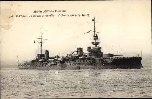 Ak Französisches Kriegsschiff, Patrie, Cuirassé