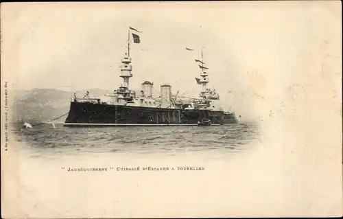 Ak Französisches Kriegsschiff, Jauréguiberry, Cuirassé d'Escadre à Tourelles