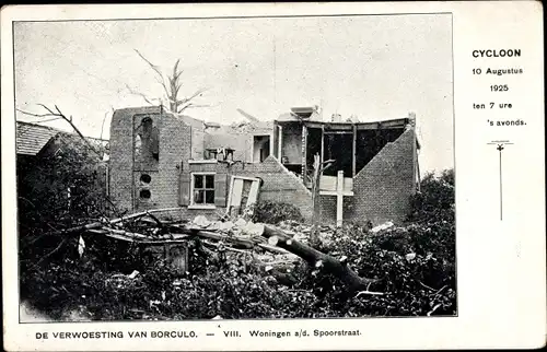 Ak Borculo Gelderland, De Verwoesting, Wohnungen, Spoorstraat, Cyclone