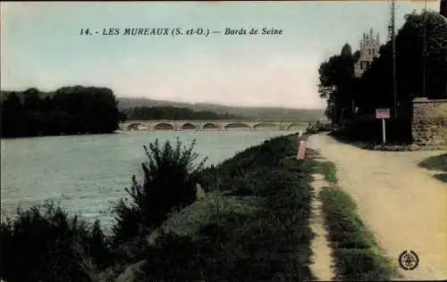 Ak Les Mureaux Yvelines, Ufer der Seine, Brücke