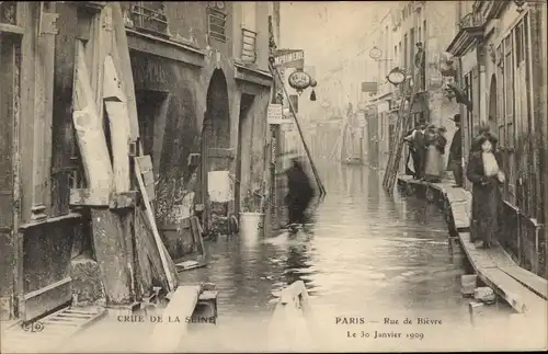 Ak Paris V, Seine-Überschwemmung, Rue de Bièvre