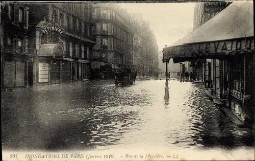 Postkarte Paris V, Rue de la Péperine, Überschwemmungen 1910