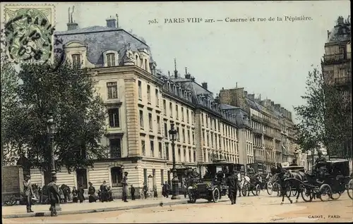 Ak Paris Élysée, Kaserne und Rue de la Pépinière