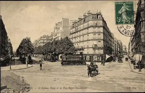 Ak Paris VII, Avenue Rapp, Rue Saint Dominique