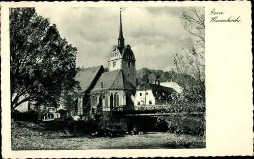 Ak Untermhaus Gera in Thüringen, Marienkirche, Brücke