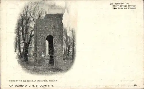 Ak Jamestown VI, Old Dominion Line, Ruinen des Alten Turms