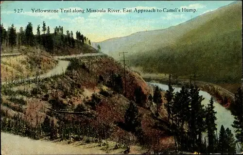 Ak Yellowstone Trail USA, Missoula River, östliche Annäherung an Camel's Hump