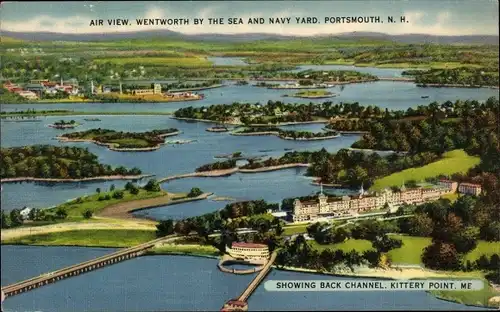 Ak Portsmouth New Hampshire USA, Luftaufnahme, Wentworth by the Sea, Navy Yard