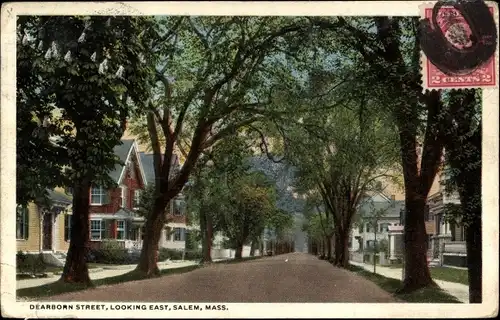 Ak Salem Massachusetts USA, Dearborn Street, Blick nach Osten