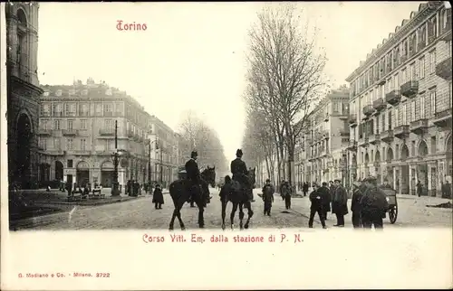 Ak Torino Turin Piemonte, Corso Vittorio Emanuele dalla Stazione di P. N.