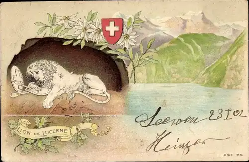 Präge Ak Luzern Stadt Schweiz, Der Löwe von Luzern