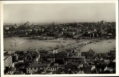 Ak Konstantinopel Istanbul Türkei, Panorama, Galatabrücke