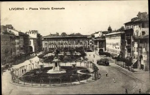 Ak Livorno Toscana, Piazza Vittorio Emanuele