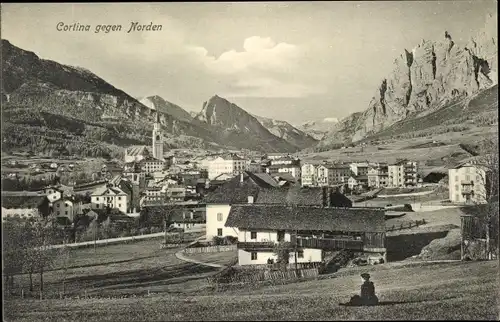 Ak Cortina d'Ampezzo Veneto, Panorama gegen Norden