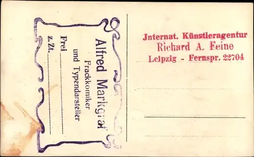 Ak Schauspieler und Komiker Alfred Markgraf, Portrait, Autogramm