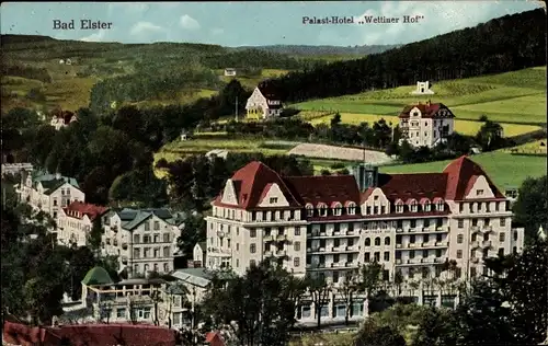 Ak Bad Elster im Vogtland, Panorama, Palast Hotel Wettiner Hof