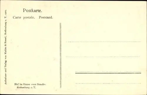 Ak Rothenburg ob der Tauber Mittelfranken, Haus von Staudt, Hof