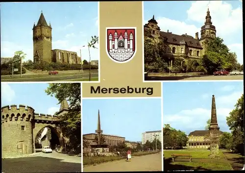 Ak Merseburg an der Saale, Kirchenruine St. Sixti, Haus der Kultur, Krummes Tor, Gagarinplatz