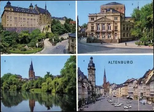 Ak Altenburg in Thüringen, Schloss, Landestheater, Kleiner Teich, Markt, Kirchtürme