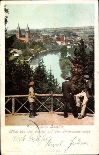 Ak Rochlitz in Sachsen, Schloss, Blick von der Bastei auf dem Promenadenwege