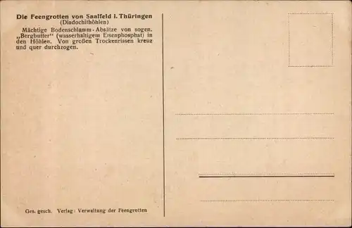 Ak Saalfeld an der Saale Thüringen, Feengrotten, Diadochithöhlen, Butterkeller