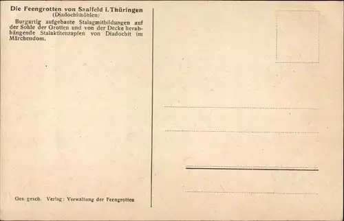 Ak Saalfeld an der Saale Thüringen, Feengrotten, Gralsburg